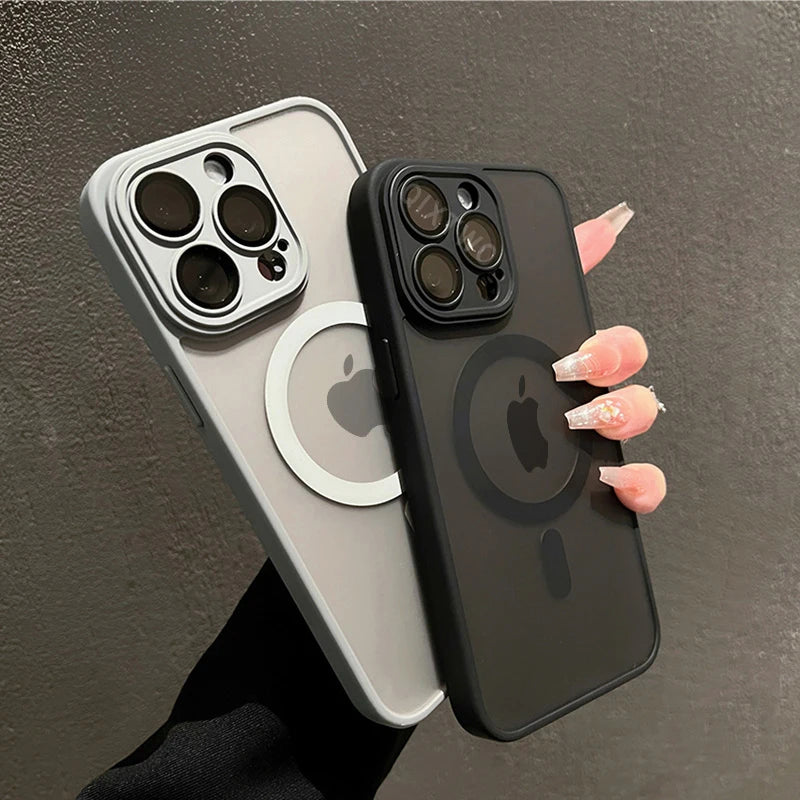 Luxury Matte Cell Phone case For iPhone 11 12 13 14 15 16 Pro Max Plus W/ Magsafe Magnetic Wireless Charging, Case Shockproof Hard Cover