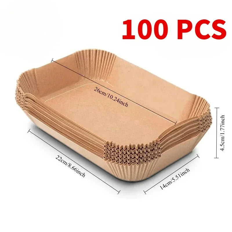 Disposable Paper Air Fryer Liners - Rectangular Non-Stick, Easy Clean, Oven Safe, Disposable Paper Baskets