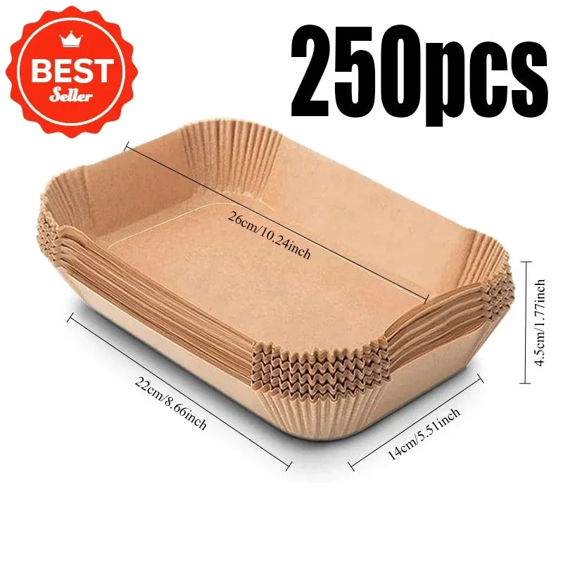 Disposable Paper Air Fryer Liners - Rectangular Non-Stick, Easy Clean, Oven Safe, Disposable Paper Baskets