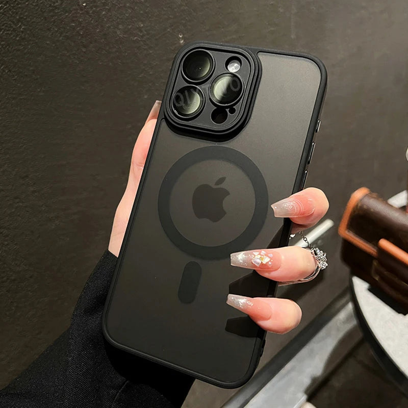 Luxury Matte Cell Phone case For iPhone 11 12 13 14 15 16 Pro Max Plus W/ Magsafe Magnetic Wireless Charging, Case Shockproof Hard Cover