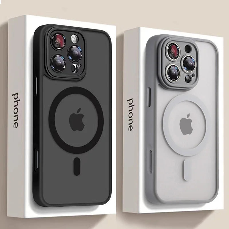 Luxury Matte Cell Phone case For iPhone 11 12 13 14 15 16 Pro Max Plus W/ Magsafe Magnetic Wireless Charging, Case Shockproof Hard Cover