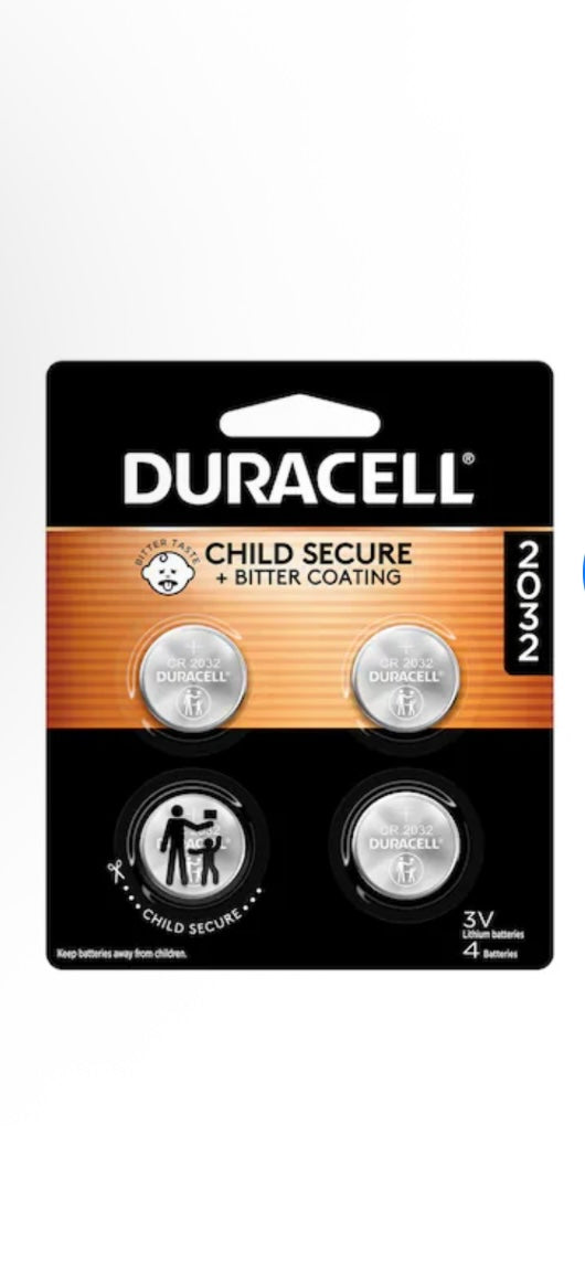 Duracell 2032 3V batteries (6 pack) child secure +bitter coating