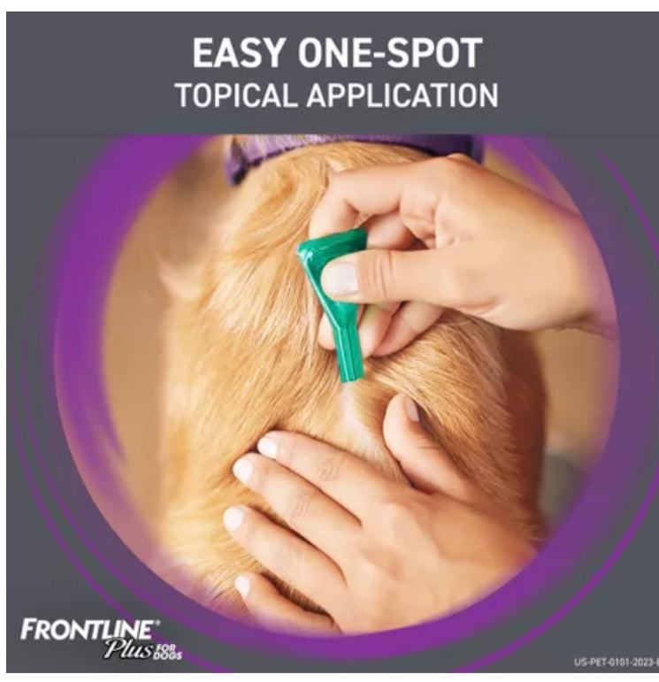 New Frontline Plus Flea and Tick Treatment for Dogs - 3 doses
