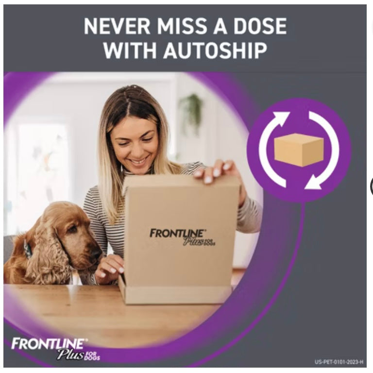 New Frontline Plus Flea and Tick Treatment for Dogs - 3 doses