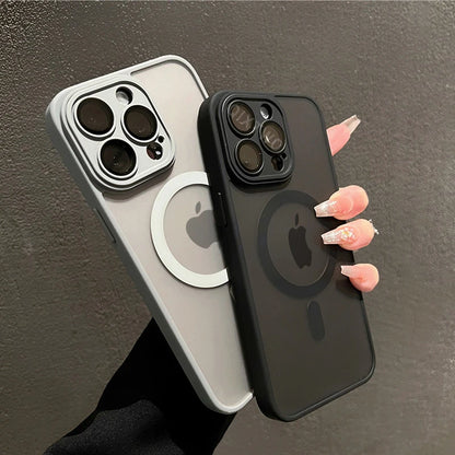 Luxury Matte Cell Phone case For iPhone 11 12 13 14 15 16 Pro Max Plus  W/ Magsafe Magnetic Wireless Charging, Case Shockproof Hard Cover