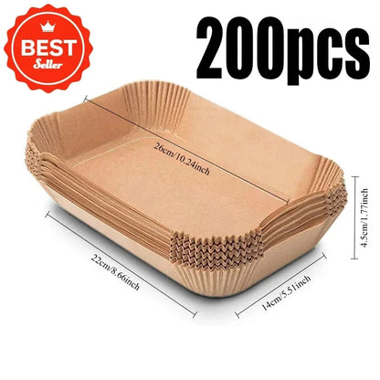 Disposable Paper Air Fryer Liners -  Rectangular Non-Stick, Easy Clean, Oven Safe, Disposable Paper Baskets