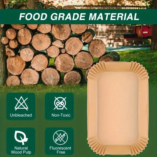 Disposable Paper Air Fryer Liners -  Rectangular Non-Stick, Easy Clean, Oven Safe, Disposable Paper Baskets