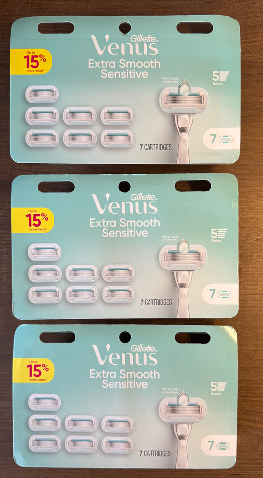 Venus Extra Smooth Sensitive Women's Razor Blade 7 Refills (3packs)