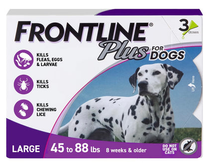 New Frontline Plus Flea and Tick Treatment for Dogs - 3 doses