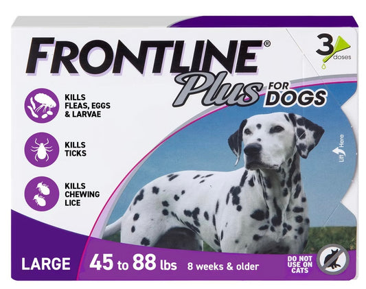 New Frontline Plus Flea and Tick Treatment for Dogs - 3 doses