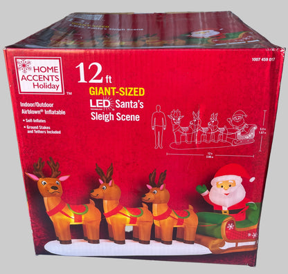 Christmas 12FT Santa's Sleigh Holiday inflatable- Home Accents