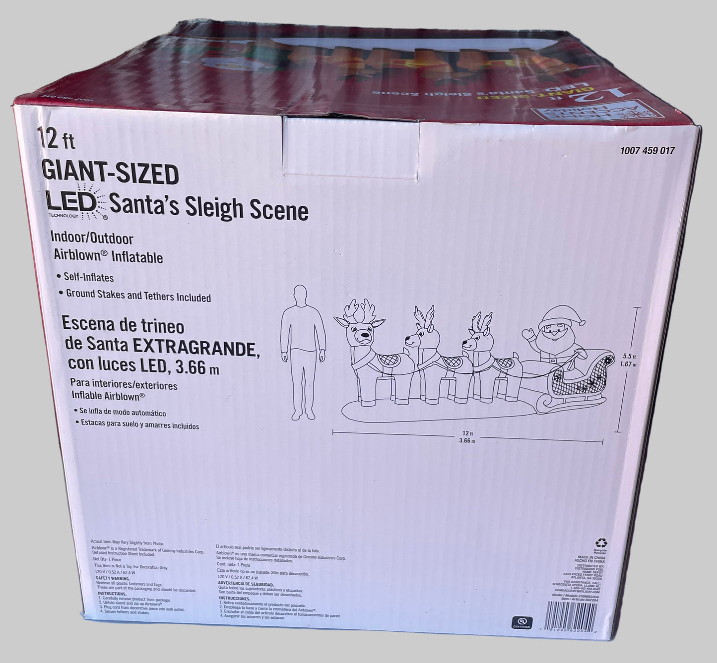 Christmas 12FT Santa's Sleigh Holiday inflatable- Home Accents