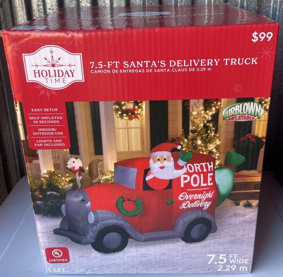 New Christmas Holiday Time 7.5 FT  Santa's Delivery Truck