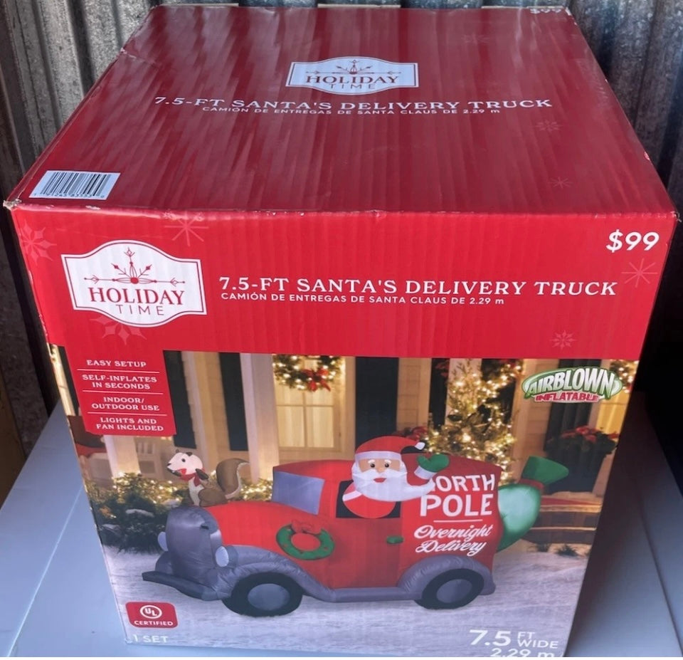 New Christmas Holiday Time 7.5 FT  Santa's Delivery Truck