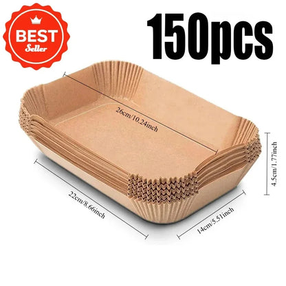 Disposable Paper Air Fryer Liners -  Rectangular Non-Stick, Easy Clean, Oven Safe, Disposable Paper Baskets