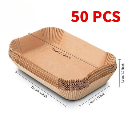 Disposable Paper Air Fryer Liners -  Rectangular Non-Stick, Easy Clean, Oven Safe, Disposable Paper Baskets